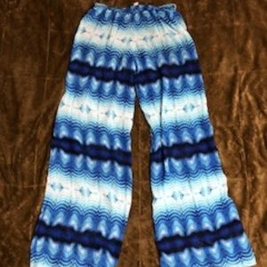 Blue Pattern Palazzo Pants